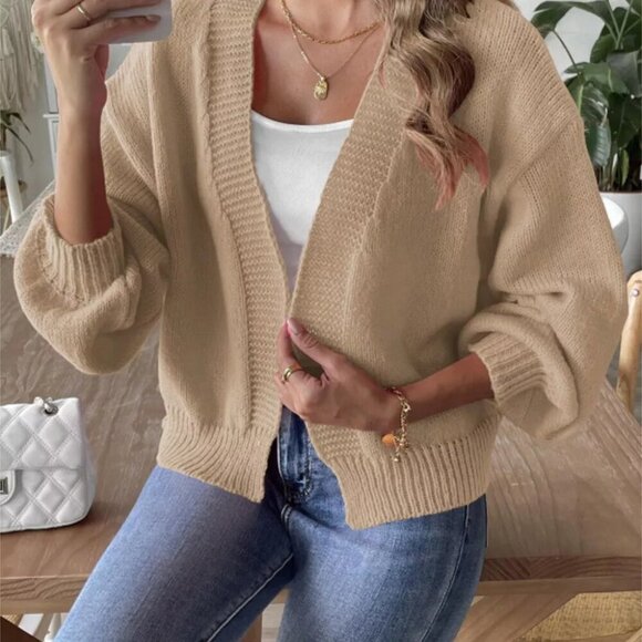 Open Front Dropped Shoulder Cardigan - Picture 2 of 16